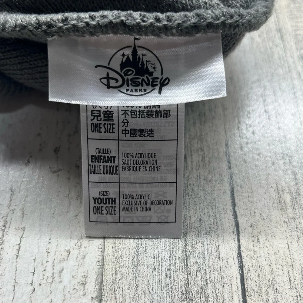 Disney parks gray Mickey Mouse cross stitch pattern youth beanie hat one size